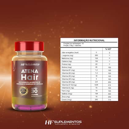 Imagem de 6x Atena Vitamina Para Crescimento Cabelo Saudavel E Forte
