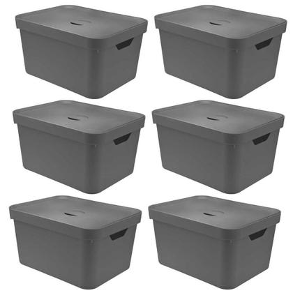 Imagem de 6X Caixa Plastica Multiuso 32L Organizadora Ou Cube G Cinza