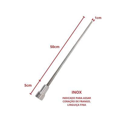 Imagem de 6x Espetos De Inox Lâmina 50cm Duplo/Coração Para Churrasco