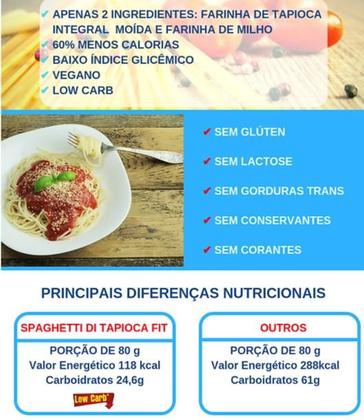 Imagem de 6x Macarrão Low Carb Integral Sem Glúten Di Tapioca Fit 400g