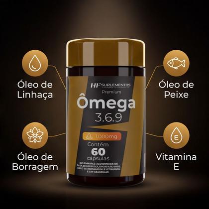 Imagem de 6x OMEGA 3 6 9 60CAPS PEIXE LINHAÇA BORRAGEM HF SUPLEMENTS