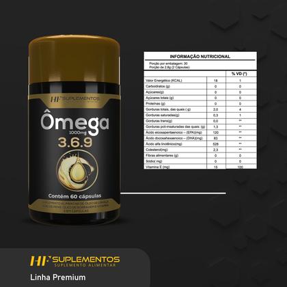 Imagem de 6x OMEGA 3 6 9 60CAPS PEIXE LINHAÇA BORRAGEM HF SUPLEMENTS