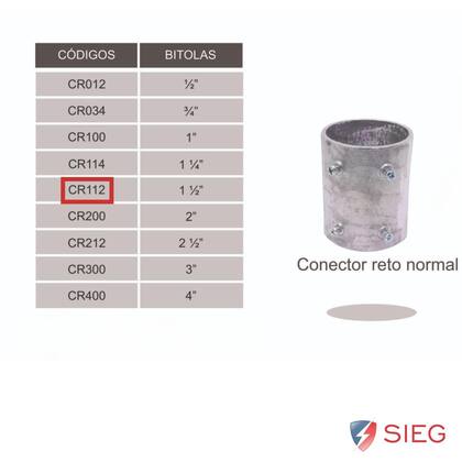 Imagem de 7 Conector Unidut Reto Sieg Medida 1 1/2 Em Alumínio