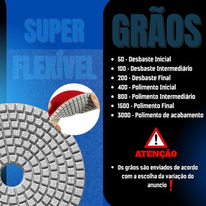 Imagem de 7 Lixa Diamantada para polir porcelanatos marmores e granitos 100mm polimento cortes 45 graus + Sup