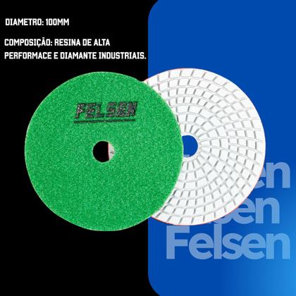 Imagem de 7 Lixa Diamantada para polir porcelanatos marmores e granitos 100mm polimento cortes 45 graus + Sup