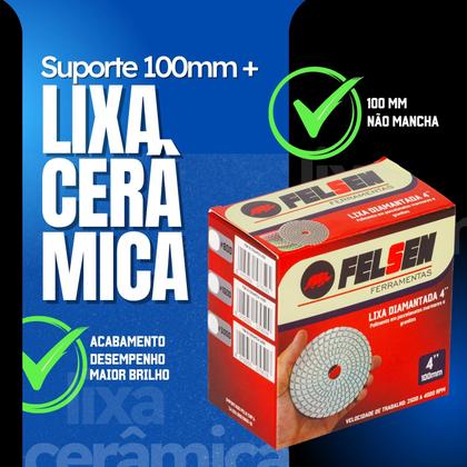 Imagem de 7 Lixa Diamantada para polir porcelanatos marmores e granitos 100mm polimento cortes 45 graus + Sup