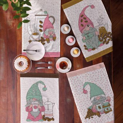 Imagem de 7 Pano De Prato Copa Atoalhado Felpudo 40x65 cm Cozinha Teka Coleção Primore com Bainha nos 4 lados