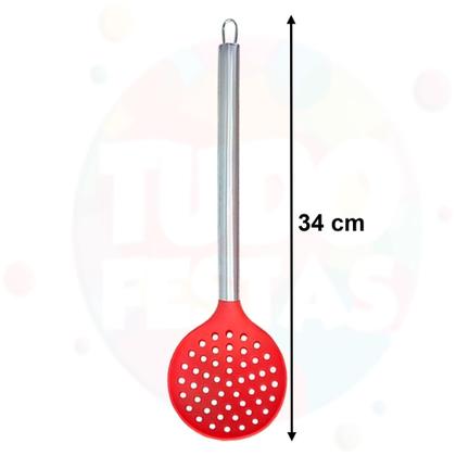 Imagem de 7 Pçs Colheres De Silicone Cabo Inox Conjunto Utensílios De Cozinha Colher Concha Escumadeira Espátula Pinça Pegador Mini Espátula Batedor