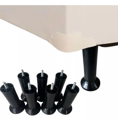 Imagem de 7 Pés Para Cama Box de 13cm com Parafuso Fixo na Base Plástico Resistente Ideal Para Substituição