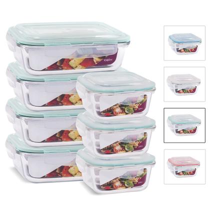 Imagem de 7 Potes Herméticos Marmita Vidro Vários Tamanhos 1040ml e 520ml