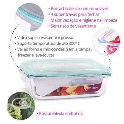 Imagem de 7 Potes Herméticos Marmita Vidro Vários Tamanhos 1040ml e 520ml