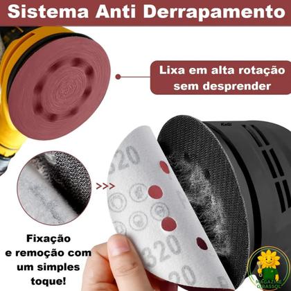 Imagem de 70 X Lixas Disco Grão 5 Polegadas 125mm 8 Furos Lixadeira Politriz KaQi