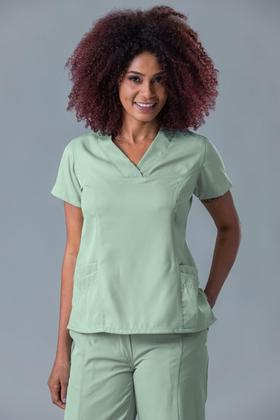Imagem de 709 - Scrub Blusa Feminina com Decote V Plus Size