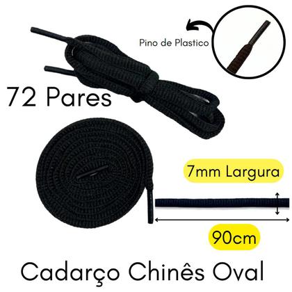 Imagem de 72 Pares Cadarço 0,90cm Chines Redondo Oval Tenis Chuteira 