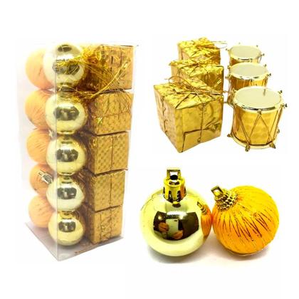 Imagem de 72 Pendente Decoração Árvore Natal Bolinhas Presente Tambor