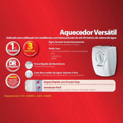 Imagem de 7560027-Aquecedor Elétrico Torneira Lorenzetti 220V 5500W