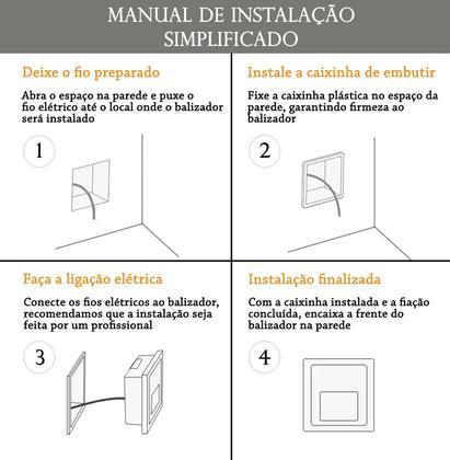 Imagem de 8 Balizador Area Externa Embutir Parede Preto Mini Led Lup76