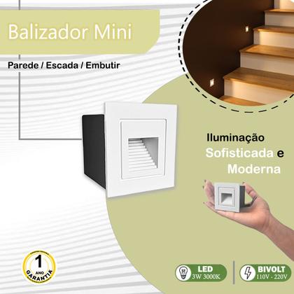 Imagem de 8 Balizador Para Embutir Parede Branco Mini Led 3000K Lup75
