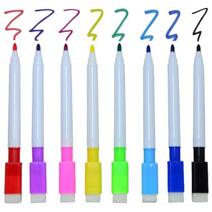Imagem de 8 Canetas Coloridas para Quadro Branco com Apagador e Imã