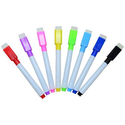 Imagem de 8 Canetas Coloridas para Quadro Branco com Apagador e Imã