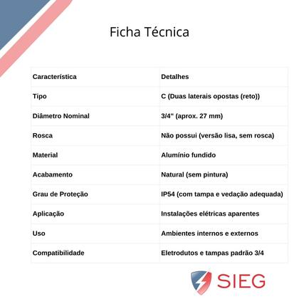 Imagem de 8 Condulete 3/4 C Alumínio S/rosca S/placa Sieg