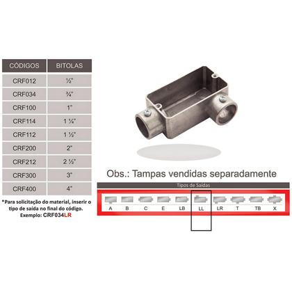 Imagem de 8 Condulete Alumínio LL 3/4 Sieg S/placa S/rosca