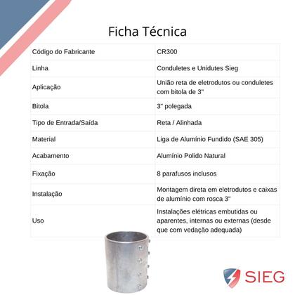Imagem de 8 Conector Unidute Cônico Sieg Medida 3 Em Alumínio