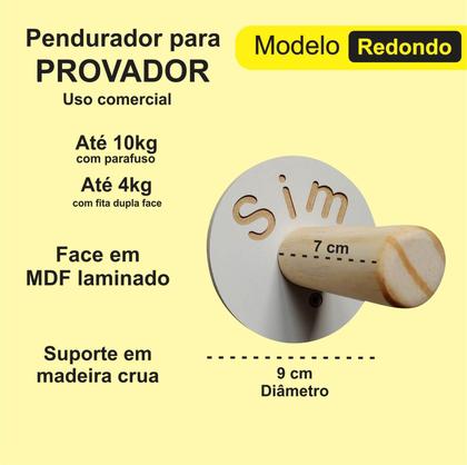 Imagem de 8 Ganchos pendurador provador de loja Sim Não redondo