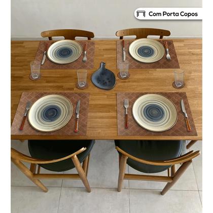 Imagem de 8 Lugares Americanos para Mesa e 8 Porta Copos em Mosaico Caramelo