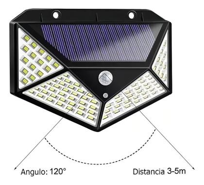 Imagem de 8 Luminarias Arandela Solar Prova Dagua 100 Leds Potente Top