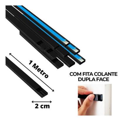 Imagem de 8 Metros Canaleta Preta 20x10mm Protege Cabo Organiza Fio