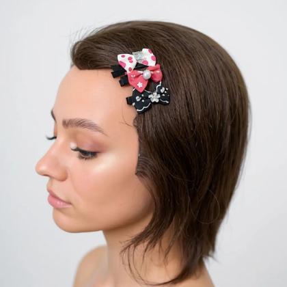 Imagem de 8 peças de grampos de cabelo com laço multicolorido infantil