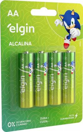 Imagem de 8 Pilhas Baterias AA Elgin Alcalina 2A Pequena 2 Cartelas