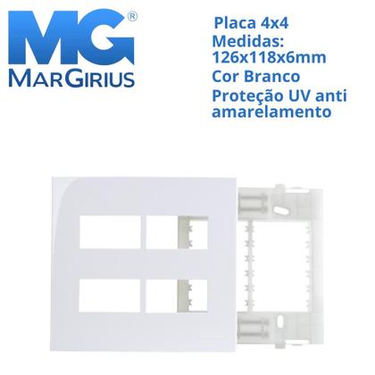 Imagem de 8 Placas Brancas 4 Postos  Com Suporte 4x4 Margirius