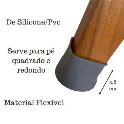 Imagem de 8 Ponteira Pé Cadeira Pvc Externa Cinza Discreto Não Arranha Protetor Móveis Sem Riscar Redondo e Quadrada