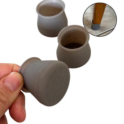 Imagem de 8 Ponteira Pé Cadeira Pvc Externa Cinza Discreto Não Arranha Protetor Móveis Sem Riscar Redondo e Quadrada