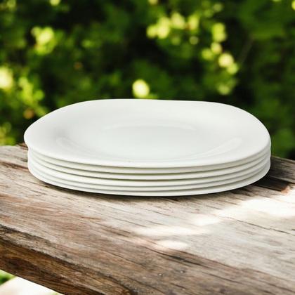 Imagem de 8 Pratos Raso Sobremesa Vidro Opalino Branco Mesa Posta 20cm