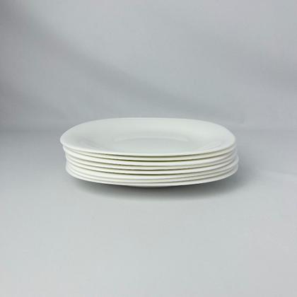 Imagem de 8 Pratos Raso Sobremesa Vidro Opalino Branco Mesa Posta 20cm