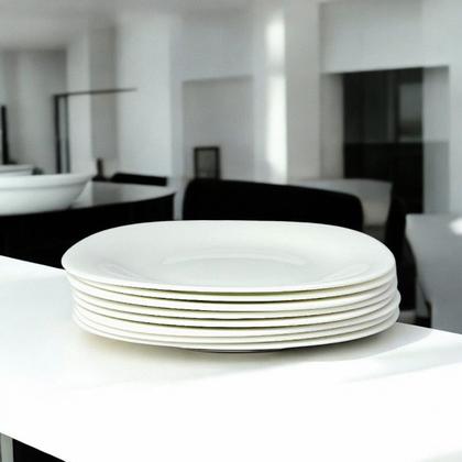 Imagem de 8 Pratos Raso Sobremesa Vidro Opalino Branco Mesa Posta 20cm