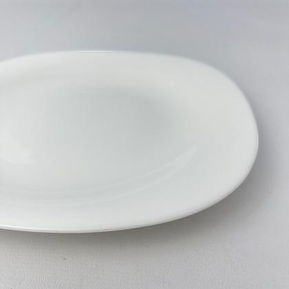 Imagem de 8 Pratos Raso Sobremesa Vidro Opalino Branco Mesa Posta 20cm