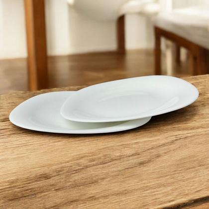 Imagem de 8 Pratos Raso Sobremesa Vidro Opalino Branco Mesa Posta 20cm