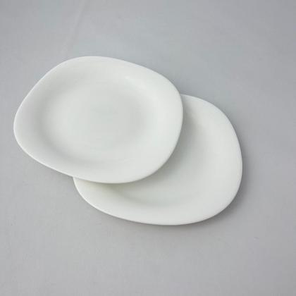 Imagem de 8 Pratos Raso Sobremesa Vidro Opalino Branco Mesa Posta 20cm