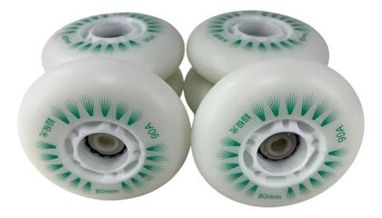 Imagem de 8 Rodas de Luz Led 76mm 90a Para Patins Roller Creme Inline