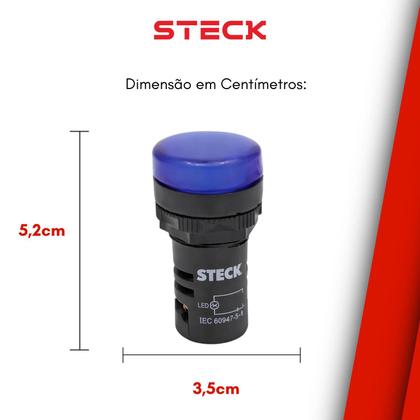 Imagem de 8 Sinaleiro LED 22,5mm Steck 220V Luminoso Azul SLDS2204