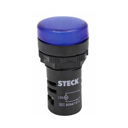 Imagem de 8 Sinaleiro LED 22,5mm Steck 220V Luminoso Azul SLDS2204