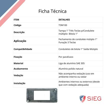 Imagem de 8 Tampa Condulete 3 Interruptor Tecla 1 Polegada Sieg