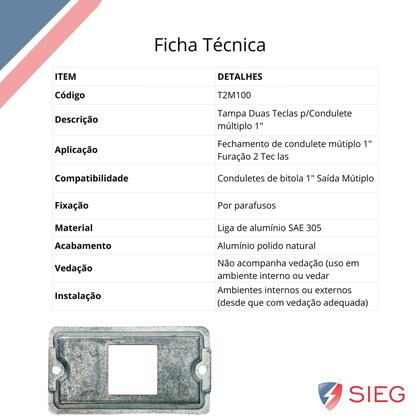 Imagem de 8 Tampa Condulete Múltiplo 2 Interruptor Tecla 1 Polegada Sieg
