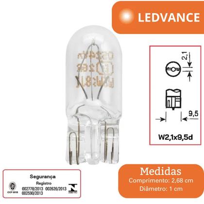 Imagem de 8 un Lâmpadas Pingão Especial Automotiva 5w 24v Ledvance Osram T10