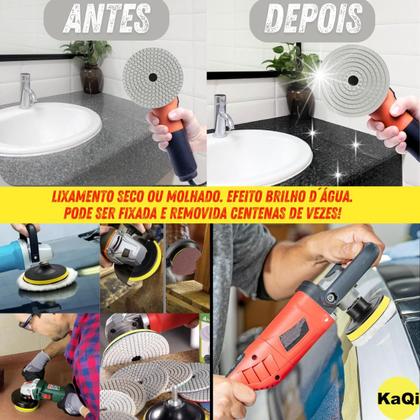 Imagem de 8 X Lixas 4 Pol. 100mm Diamantada + 1 Disco Prato Suporte Grão Polir Lixadeira Granito Mármore KaQi
