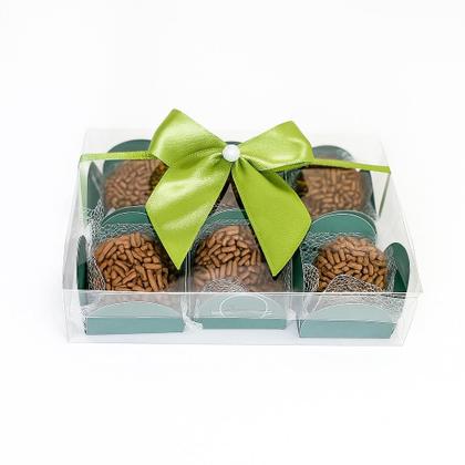 Imagem de 80 Caixas acetato transparente cristal 12x8x3 Para 6 Brigadeiros E Docinhos